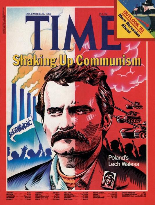 Lech Wałęsa na okładce czasopisma Time nr 52 z roku 1980. 