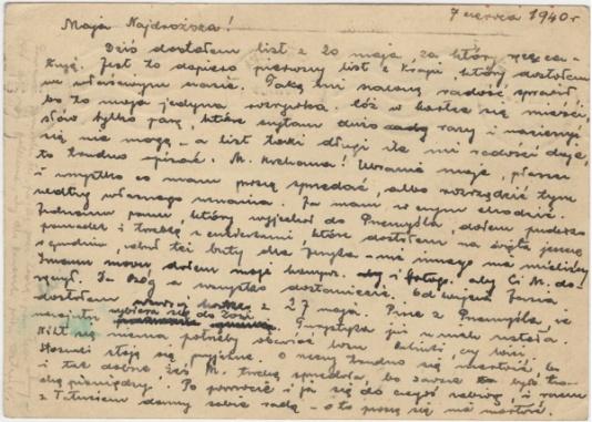 Polscy uchodźcy w Rumunii podczas II wojny światowej. Kartka pocztowa wysłana przez Roberta Wodzińskiego z Rumunii do Marii Stafiejowej z Rzeszowa.