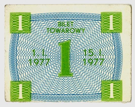Bilet towarowy - kartka na cukier, 1 stycznia 1977